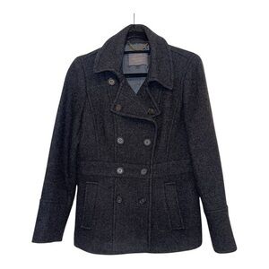 J. Crew Charcoal Dark Gray Stadium Cloth Nello Gore Wool Blend Pea Coat